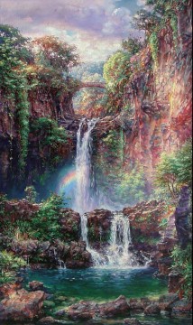 Sacred Pools Wasserfall Ölgemälde